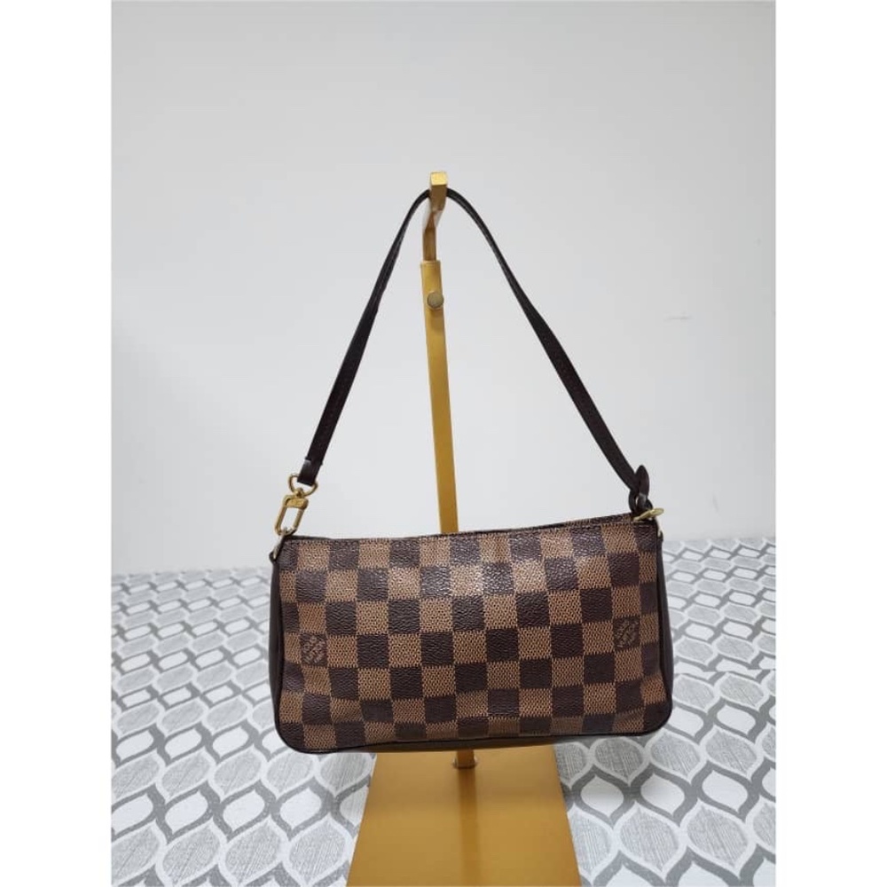 Authentic LOUIS VUITTON Damier Canvas Navona Accessories Pochette Bag Brown - Picture 12 of 13